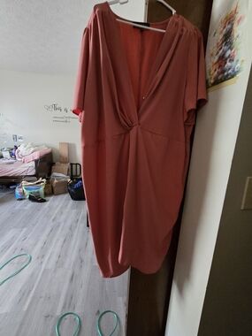 SHEIN Rusty Orange V-Neck Maxi Dress